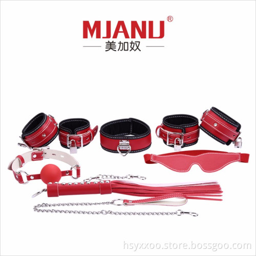 2017 new SM Product Luxury Padded Locking 7PCS Bondage Kit Sex Toy witn Cuff